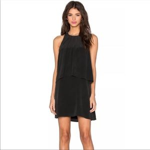 Joie black silk tiered dress medium